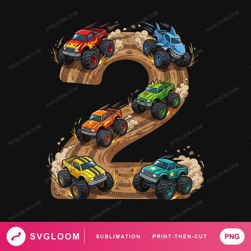 two-monster-truck-birthday-number — image 1