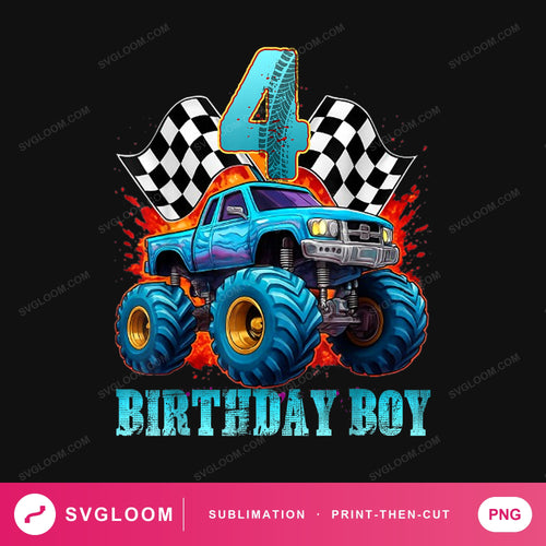 four-birthday-boy-monster-truck — image 1