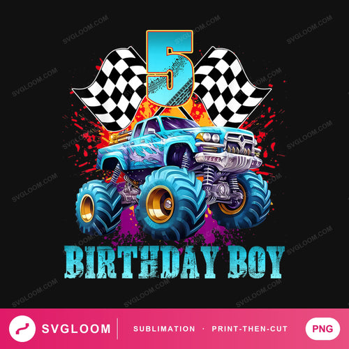 five-birthday-boy-monster-truck — image 1