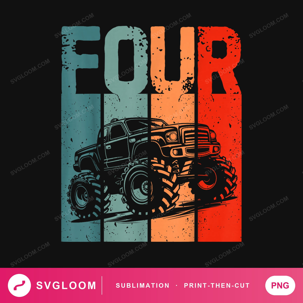 four-retro-truck-birthday — image 1